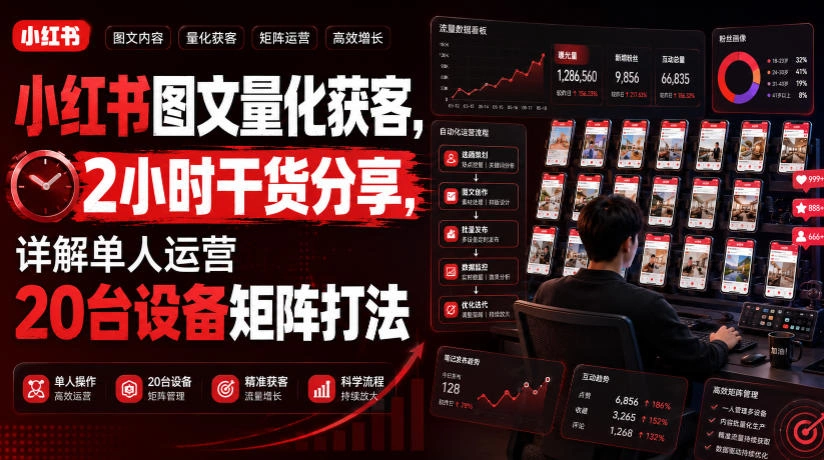 小红书图文量化获客，2小时干货分享，详解单人运营20台设备矩阵打法-科技美南博客