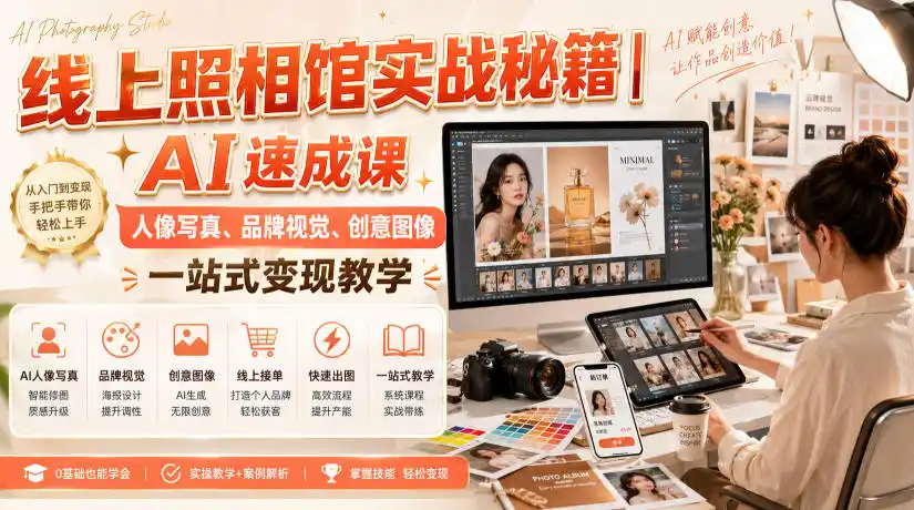 线上照相馆实战秘籍｜AI速成课，人像写真、品牌视觉、创意图像一站式变现教学-科技美南博客