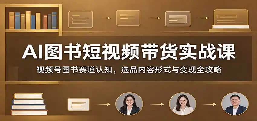 AI图书短视频带货实战课:视频号图书赛道认知,选品内容形式与变现全攻略-科技美南博客