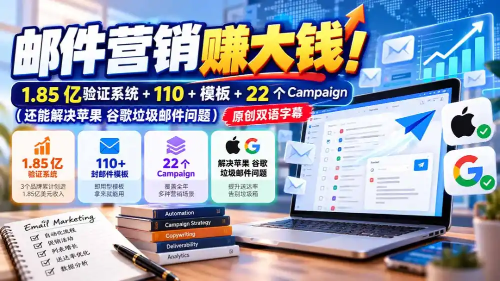 邮件营销赚大钱！1.85亿验证系统+110+模板+22个Campaign(还能解决苹果 谷歌垃圾邮件问题-科技美南博客