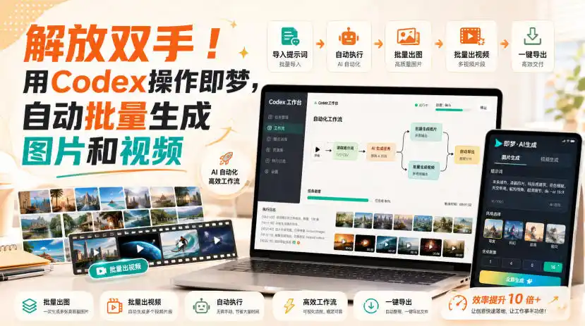 解放双手！用Codex操作即梦，自动批量生成图片和视频-科技美南博客