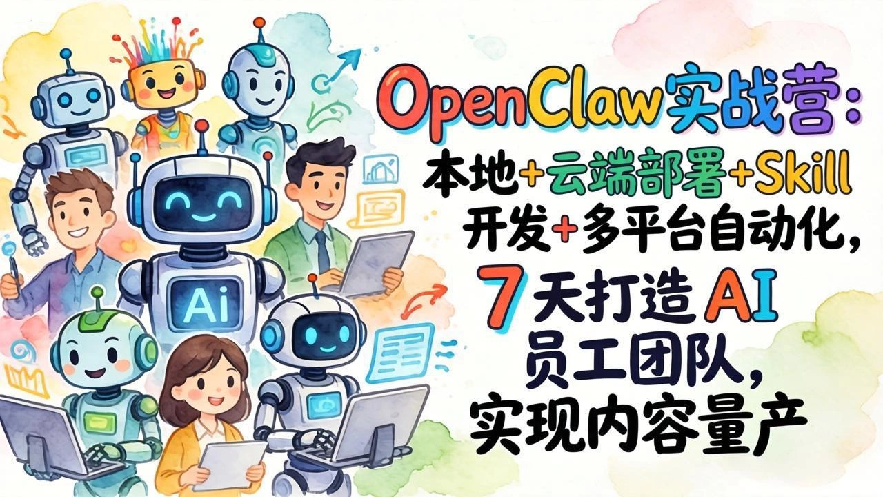 OpenClaw实战营:本地+云端部署+Skill开发+多平台自动化,7 天打造 AI 员工团队,实现内容量产-科技美南博客