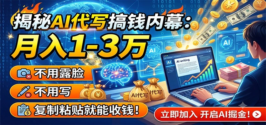 揭秘AI代写搞钱内幕：月入1-3万，不用露脸不用写，复制粘贴就能收钱！-科技美南博客