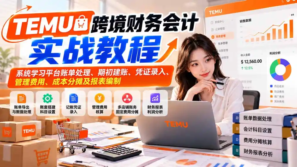 TEMU跨境财务会计实战教程:系统学习平台账单处理、期初建账、凭证录入、管理费用、成本分摊及报表编制-科技美南博客