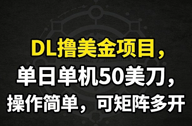 DL撸美金项目,单日单机50美刀,操作简单,可矩阵多开