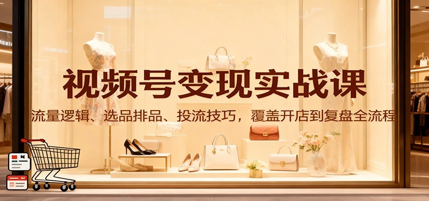 视频号变现实战课：流量逻辑、选品排品、投流技巧，覆盖开店到复盘全流程-科技美南博客
