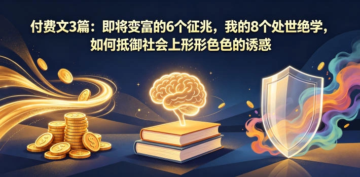 付费文3篇：即将变富的6个征兆，我的8个处世绝学，如何抵御社会上形形色色的诱惑-科技美南博客