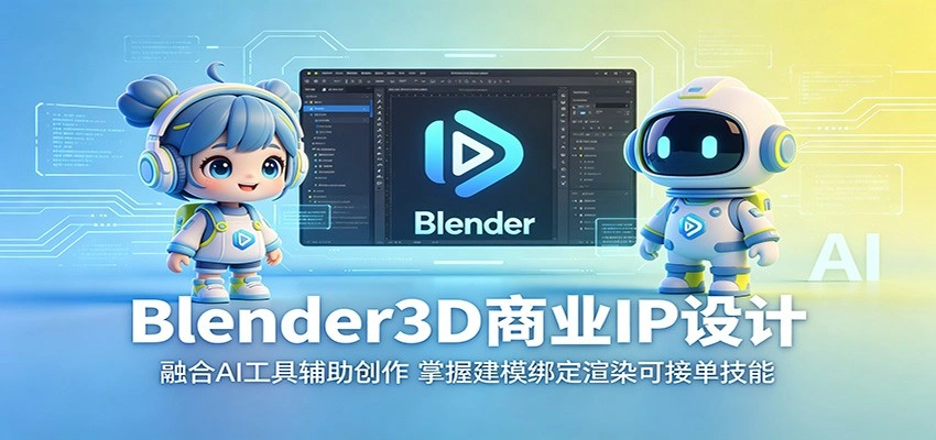 Blender3D商业IP设计：融合AI工具辅助创作，掌握建模绑定渲染可接单技能-科技美南博客