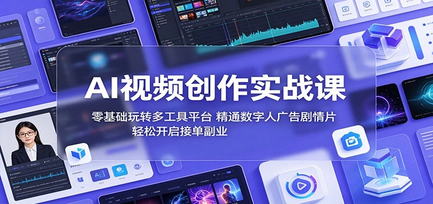 AI视频创作实战课：零基础玩转多工具平台，精通数字人广告、剧情片，轻松开启接单副业-科技美南博客