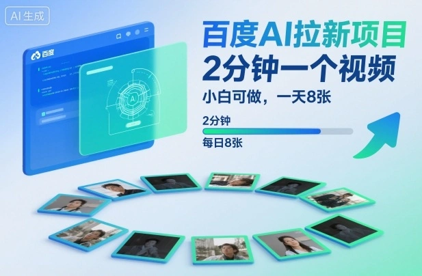 百度AI拉新项目，2分钟一个视频，小白可做，一天8张【附案例+保姆级教程】-科技美南博客