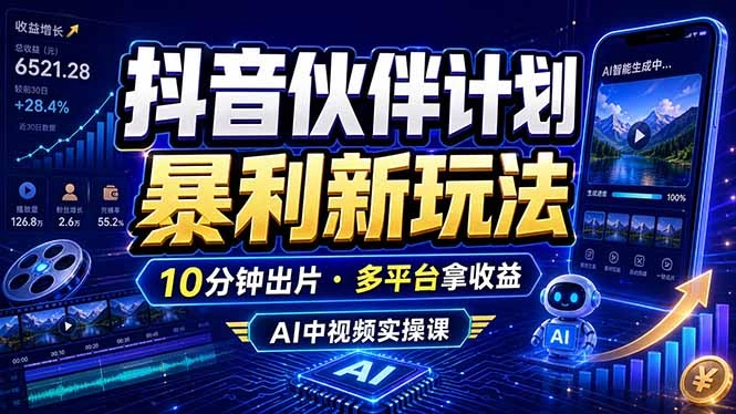 抖音伙伴计划最新玩法，无需配音剪辑，10分钟出一条原创视频，轻松日入三位数-科技美南博客