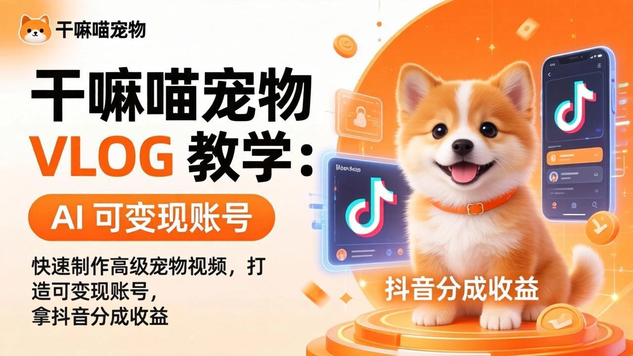 干嘛喵宠物 VLOG 教学：AI 快速制作高级宠物视频，打造可变现账号，拿抖音分成收益-科技美南博客
