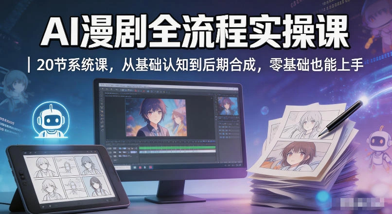AI漫剧全流程实操课｜20节系统课，从基础认知到后期合成，零基础也能上手-科技美南博客