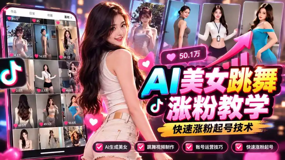 AI美女跳舞涨粉教学，AI生成美女，跳舞视频制作，账号运营与快速起号涨粉-科技美南博客