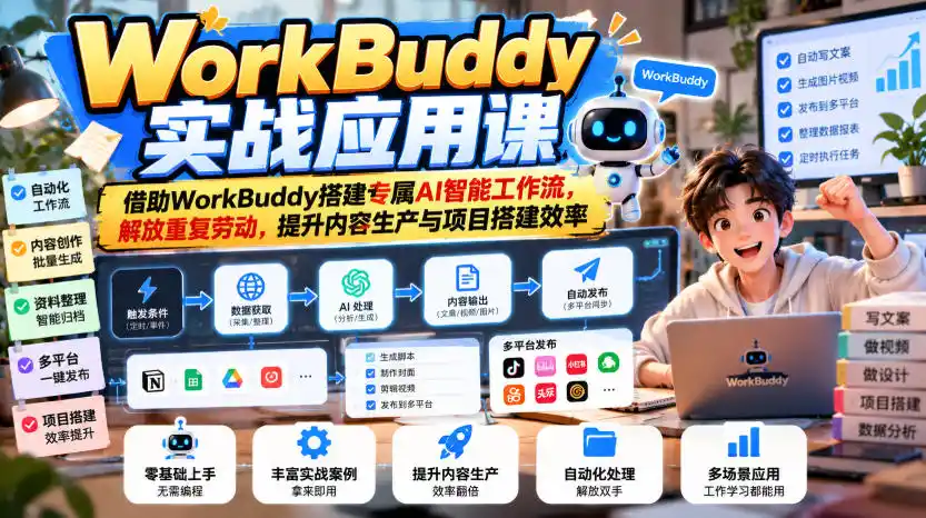 WorkBuddy实战应用课，借助WorkBuddy搭建专属AI智能工作流，解放重复劳动，提升内容生产与项目搭建效率-科技美南博客