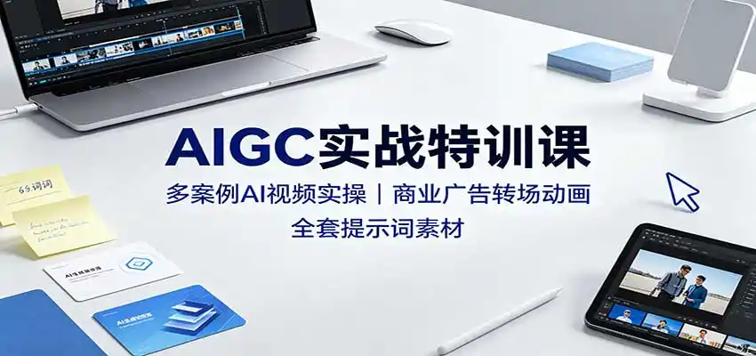 AIGC实战特训课：多案例AI视频实操，商业广告转场动画，全套提示词素材-科技美南博客
