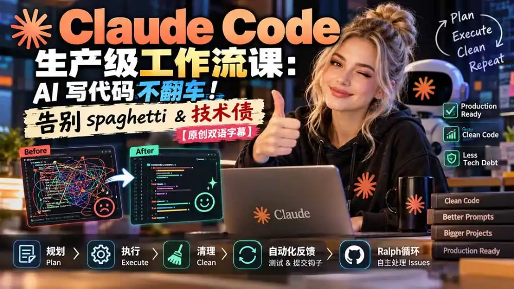 Claude Code 生产级工作流课：AI 写代码不翻车！告别 spaghetti & 技术债【原创双语字幕】-科技美南博客