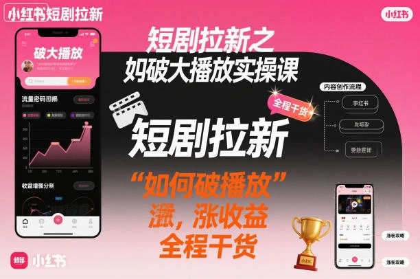 短剧拉新之小红书如何破大播放实操课,如何破播放,涨收益,全程干货-科技美南博客