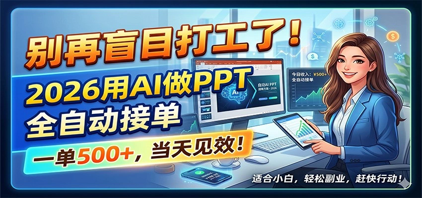 别再盲目打工了!2026用AI做PPT全自动接单,一单5张+,当天见效!-科技美南博客