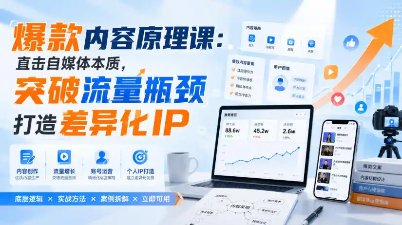 爆款内容原理课：直击自媒体本质，突破流量瓶颈打造差异化IP-科技美南博客