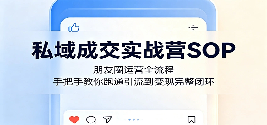 私域成交实战营SOP：朋友圈运营全流程，手把手教你跑通引流到变现完整闭环-科技美南博客