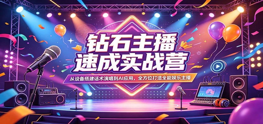 钻石主播速成实战营：从设备搭建话术演唱到AI应用，全方位打造全能娱乐主播-科技美南博客