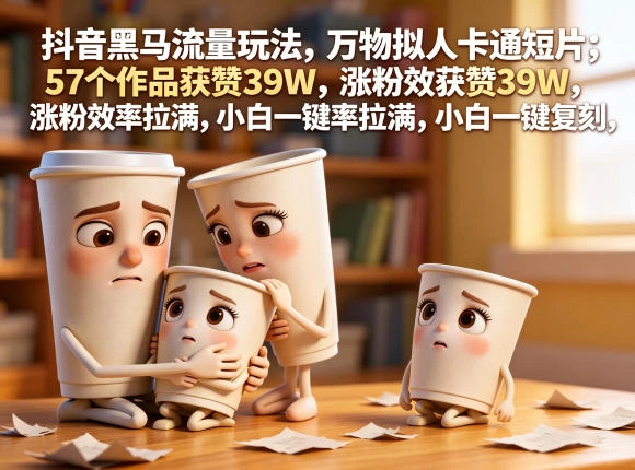 抖音黑马流量玩法，万物拟人卡通短片，57个作品获赞39W，涨粉效率拉满，小白一键复刻，保姆级拆解-科技美南博客