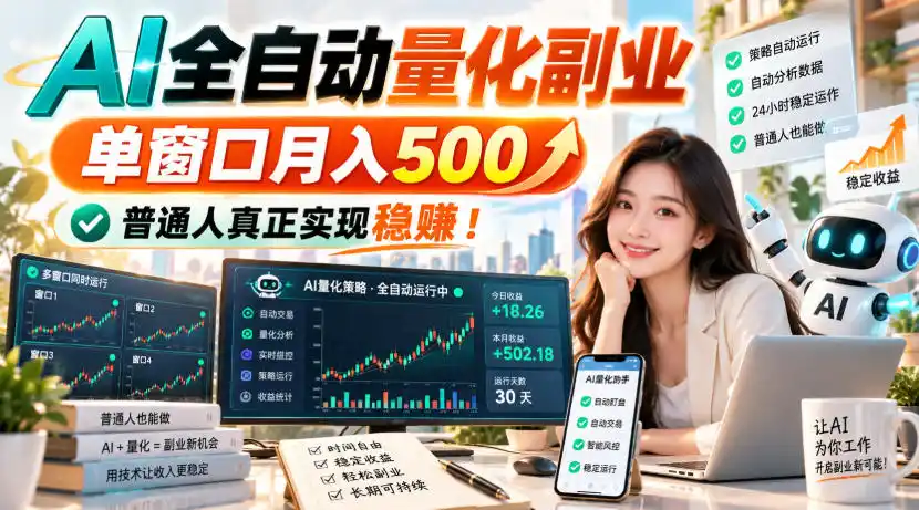 AI全自动量化副业，单窗口月入500，普通人真正实现稳賺！【揭秘】-科技美南博客