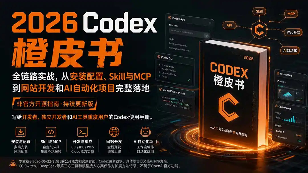 2026Codex橙皮书：全链路实战，从安装配置、Skill与MCP到网站开发和AI自动化项目完整落地-科技美南博客