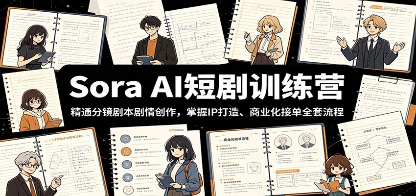 Sora AI短剧训练营：精通分镜剧本剧情创作，掌握IP打造、商业化接单全套流程-科技美南博客