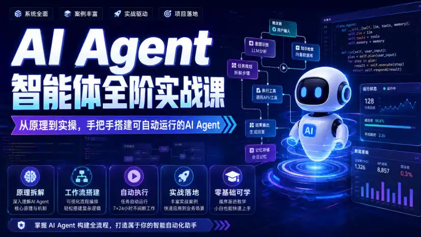 AI Agent智能体全阶实战课，从原理到实操，手把手搭建可自动运行的AI Agent-科技美南博客