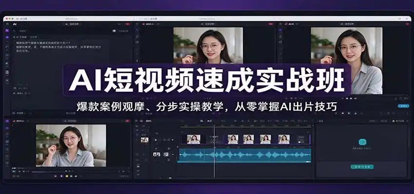 AI短视频速成实战班:爆款案例观摩、分步实操教学,从零掌握AI出片技巧-科技美南博客