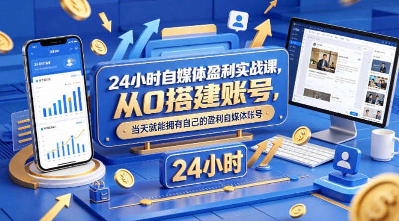 24小时自媒体盈利实战课，从0搭建账号，当天就能拥有自己的盈利自媒体账号-科技美南博客