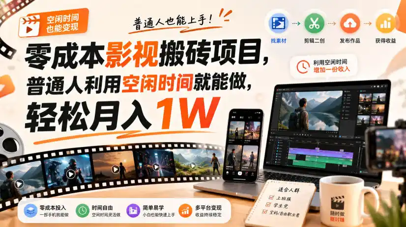 零门槛影视搬砖项目,月入万元,玩法稳定普通人可落地的长期副业!-科技美南博客