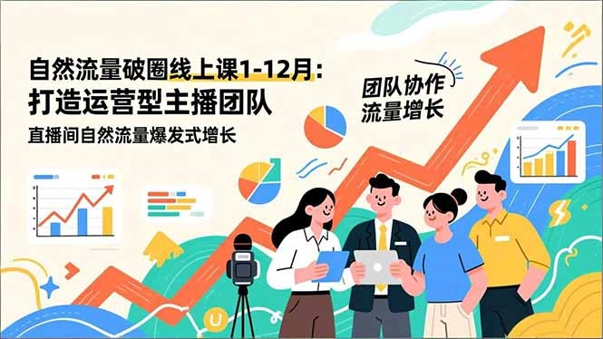 自然流量破圈线上课1-12月：打造运营型主播团队 直播间自然流量爆发式增长-科技美南博客