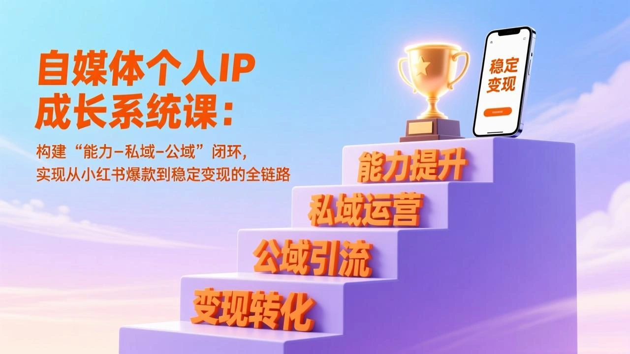 自媒体个人IP成长系统课：构建“能力-私域-公域”闭环，实现从小红书爆款到稳定变现的全链路-科技美南博客