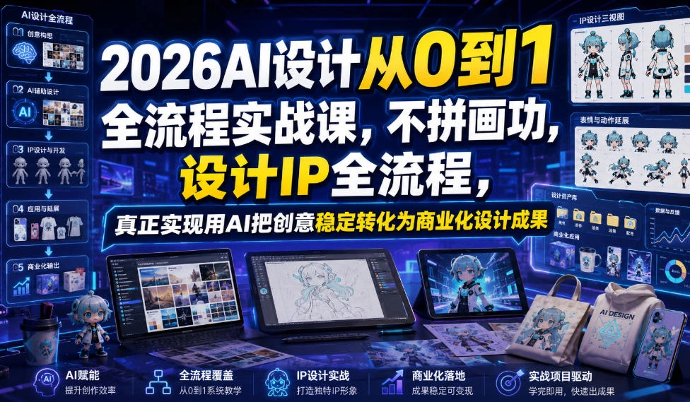 2026AI设计从0到1全流程实战课，不拼画功，设计IP全流程，真正实现用AI把创意稳定转化为商业化设计成果-科技美南博客