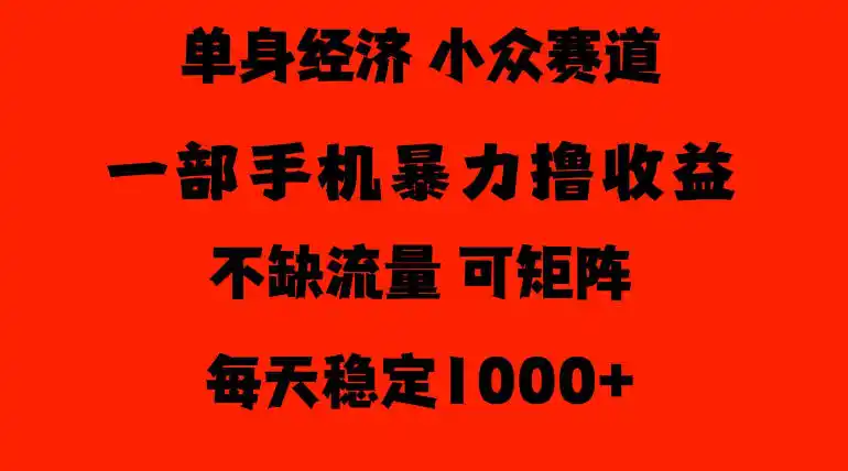 26年暴力单身经济，稳定日入500-1k，不缺流量，流量极大，冷门小众赛道，门槛低小白轻松上手【揭秘】-科技美南博客