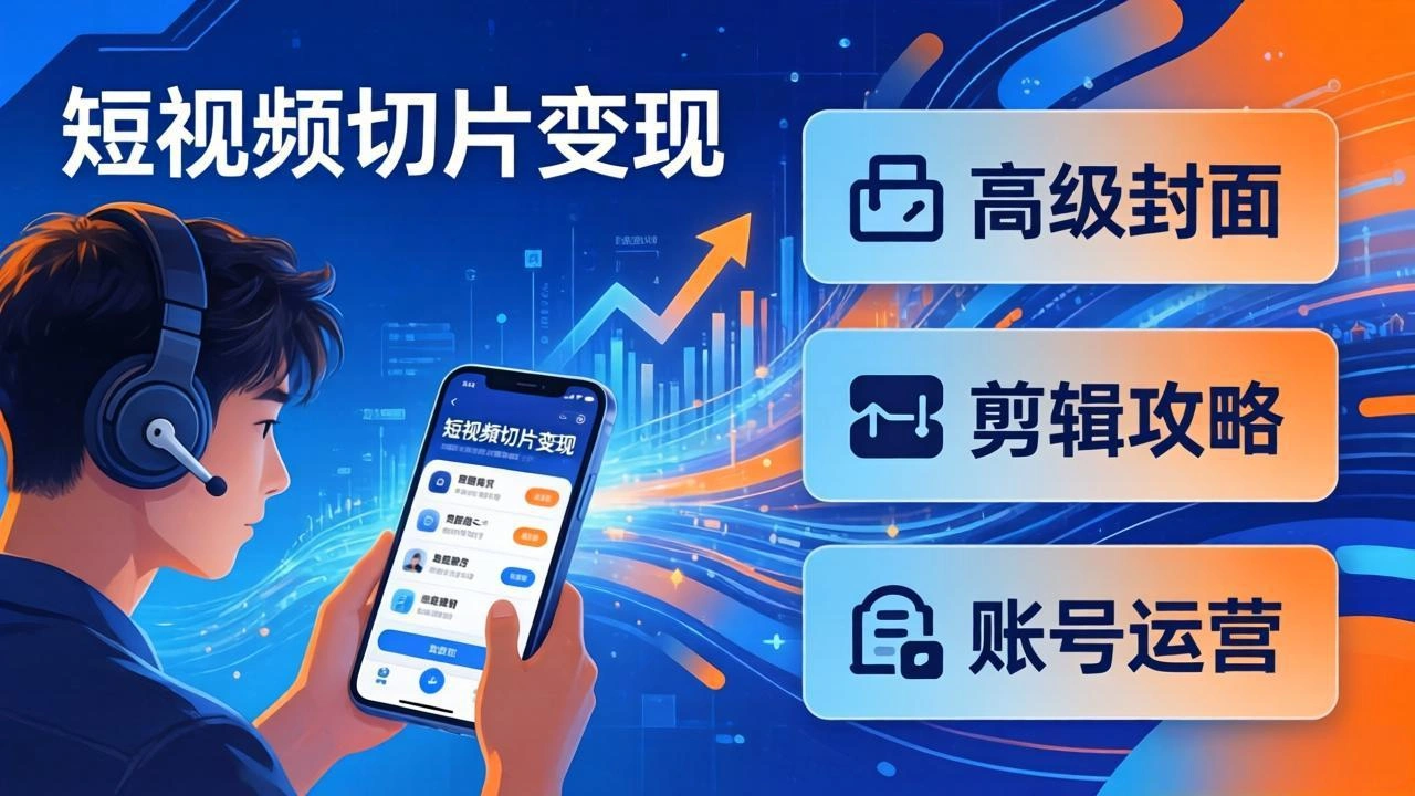 短视频切片变现速成班2.0：高级封面+剪辑攻略+账号运营，0基础小白快速入局副业-科技美南博客