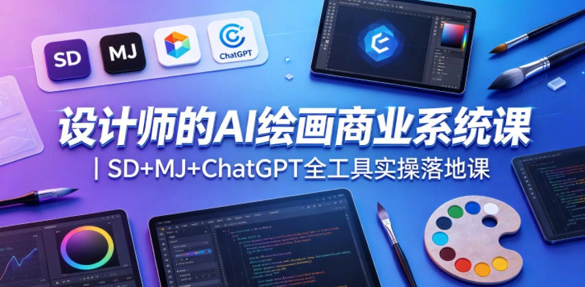 设计师的AI绘画商业系统课｜SD+MJ+ChatGPT全工具实操落地课-科技美南博客