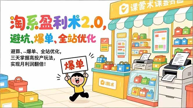 淘系盈利术2.0，避坑、爆单、全站优化，三天掌握高投产玩法，实现月利润翻倍！-科技美南博客