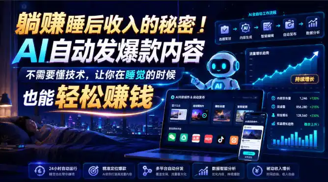 躺賺睡后收入的秘密！AI自动发爆款内容，不需要懂技术，让你在睡觉的时候也能轻松賺钱【原创双语字幕】-科技美南博客