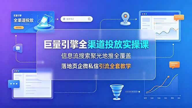 巨量引擎全渠道投放实操课，信息流搜索聚光地推全覆盖，落地页企微私信引流全套教学-科技美南博客