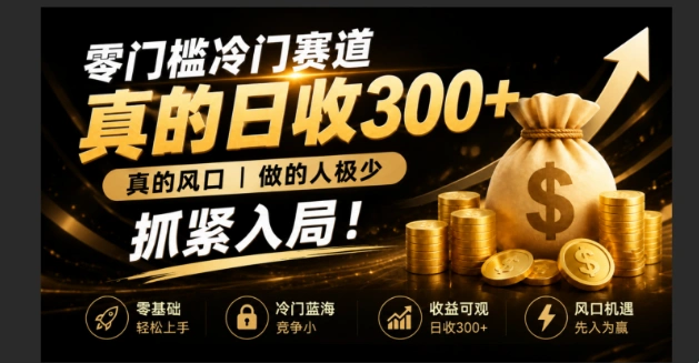零成本冷门赛道，真的日300+真风口，做得人极少！赶紧入局，超级简单！-科技美南博客