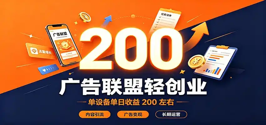 广告联盟轻创业，单设备单日收益200左右，内容引流广告变现长期运营-科技美南博客