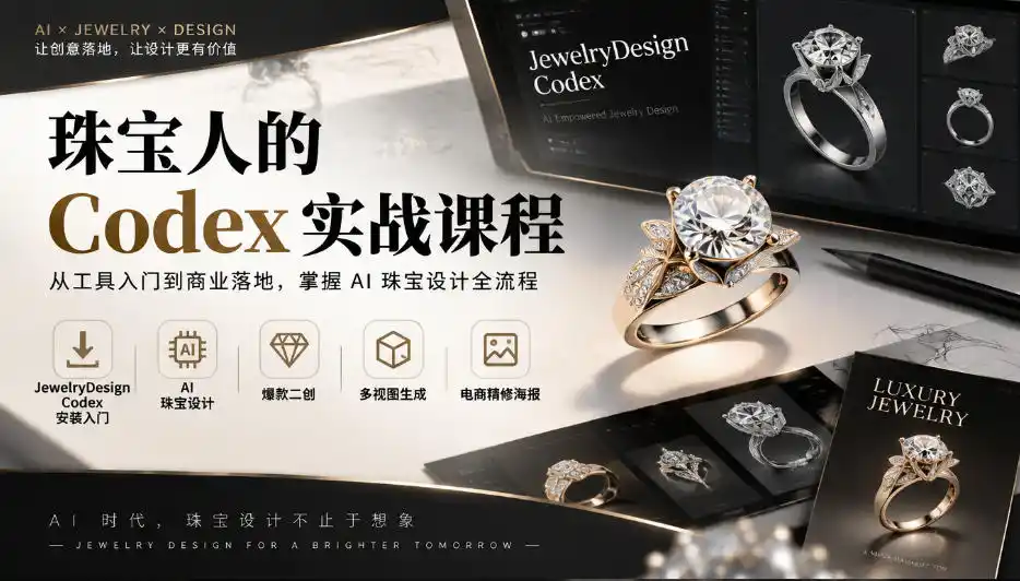 珠宝人的Codex实战课程｜JewelryDesign Codex安装入门、AI珠宝设计、爆款二创、多视图生成、电商精修海报全链路教学-科技美南博客