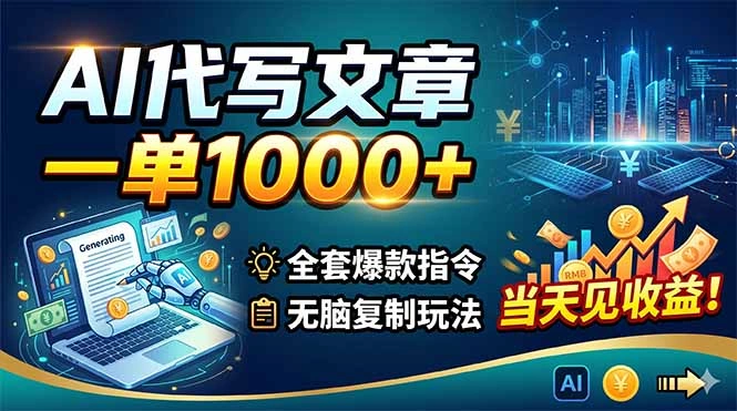 AI代写文章,一单1000+,全套爆款指令+无脑复制玩法,当天见收益!-科技美南博客