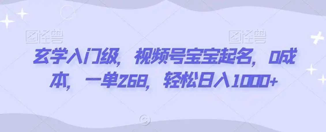 玄学入门级，视频号宝宝起名，0成本，一单268，轻松日入1000+【揭秘】-科技美南博客