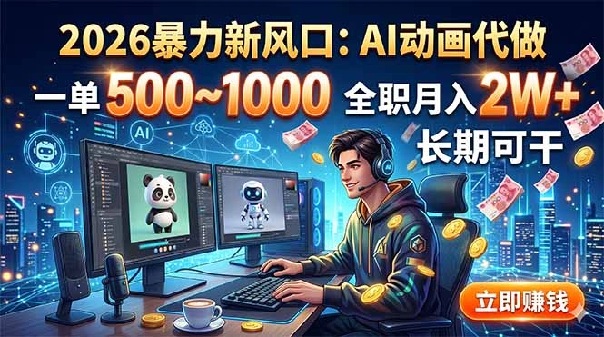 2026暴力新风口：AI动画代做，一单500~1000，全职月入2W+，长期可干-科技美南博客
