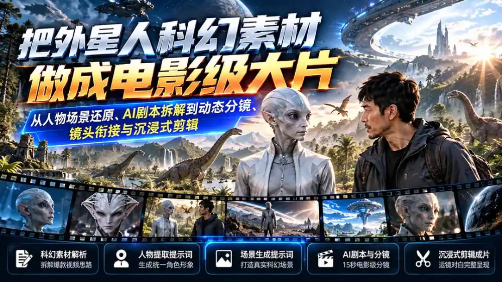把外星人科幻素材做成电影级大片：从人物场景还原、AI剧本拆解到动态分镜、镜头衔接与沉浸式剪辑-科技美南博客